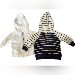 Set of 2 baby hoodies Carters & Gymboree navy and white stripes size 3 months